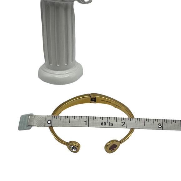 KATE SPADE SPOT THE SPADE CUFF HINGED BANGLE IN SWEETHEART PINK/GOLD - Picture 4 of 4